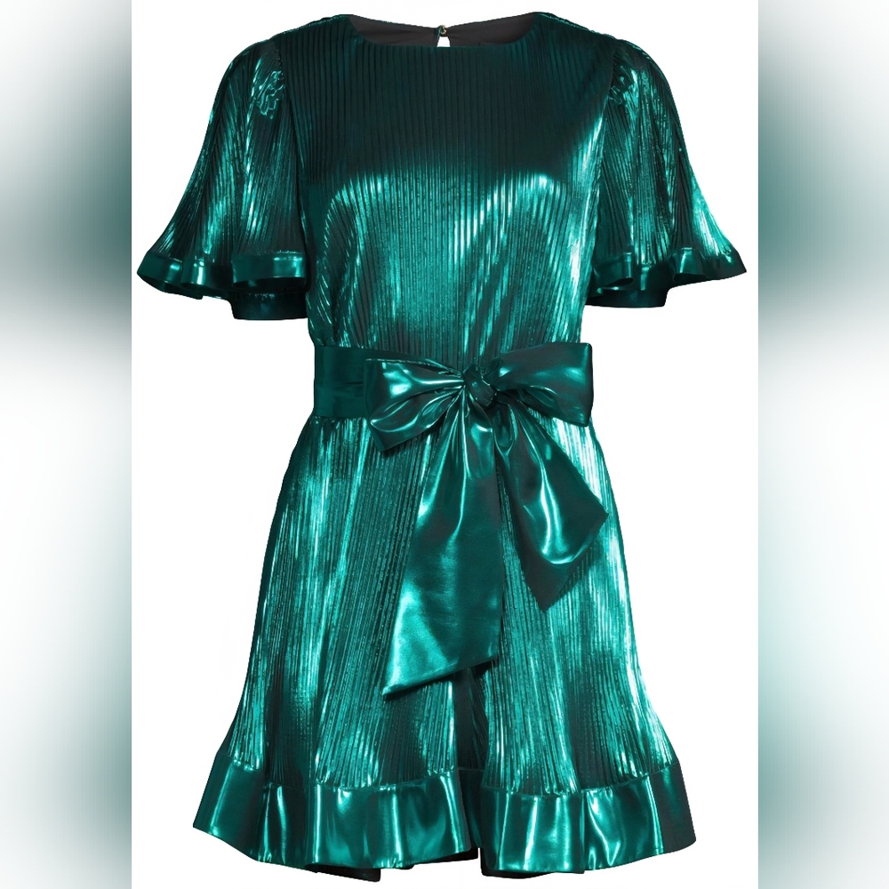 Milly Lumi Metallic Green Mini Dress